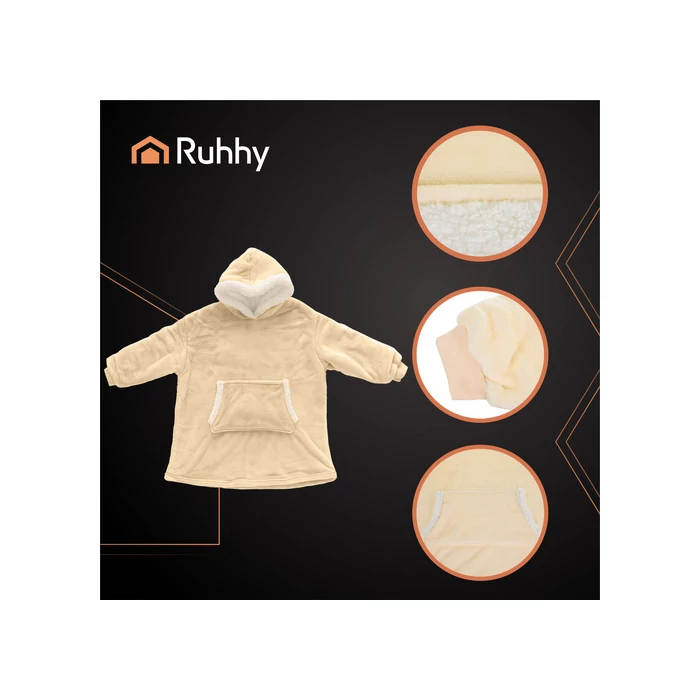 Óriás bézs kapucnis pulóver