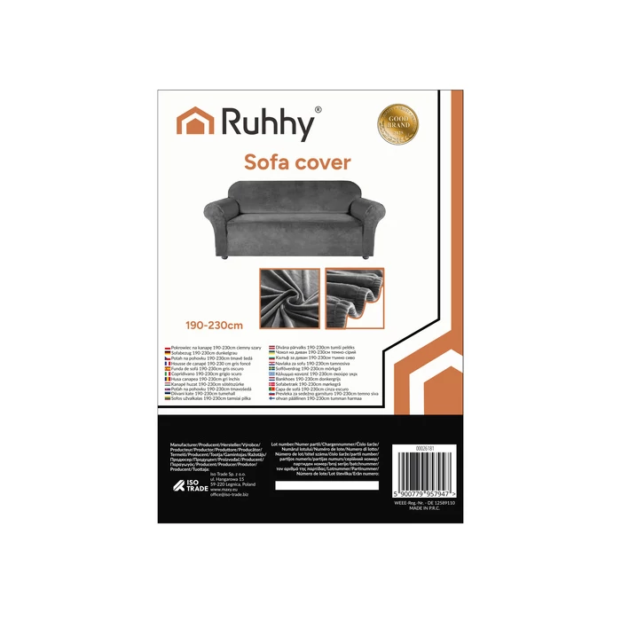 Kanapéhuzat 190-230cm sötétszürke