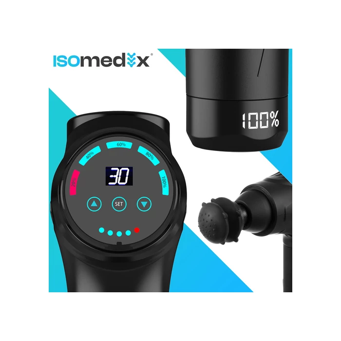 Isomedics professzionális masszázspisztoly 12 fejjel