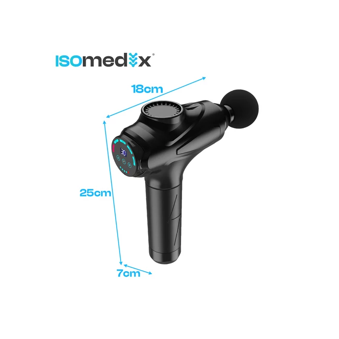 Isomedics professzionális masszázspisztoly 12 fejjel