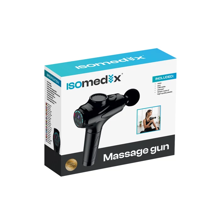 Isomedics professzionális masszázspisztoly 12 fejjel