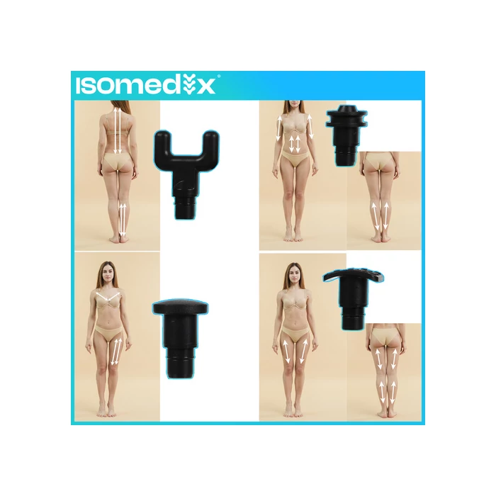 Isomedics professzionális masszázspisztoly 12 fejjel