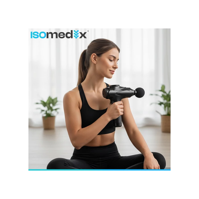 Isomedics professzionális masszázspisztoly 12 fejjel