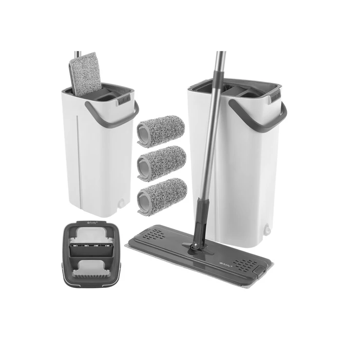 Kétkamrás felmosó szett 8,5 L vödörrel és mopfejekkel
