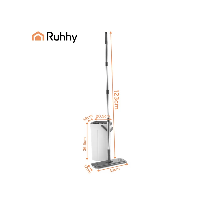 Kétkamrás felmosó szett 8,5 L vödörrel és mopfejekkel