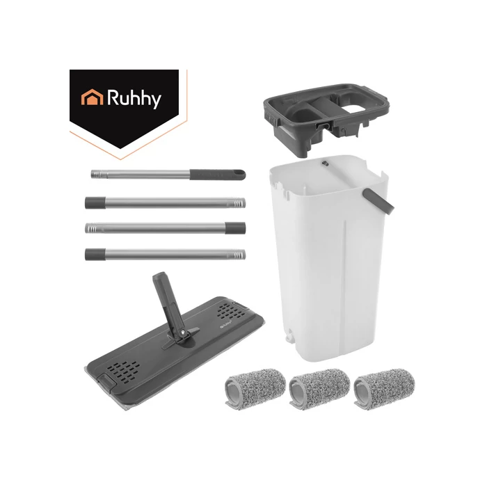 Kétkamrás felmosó szett 8,5 L vödörrel és mopfejekkel