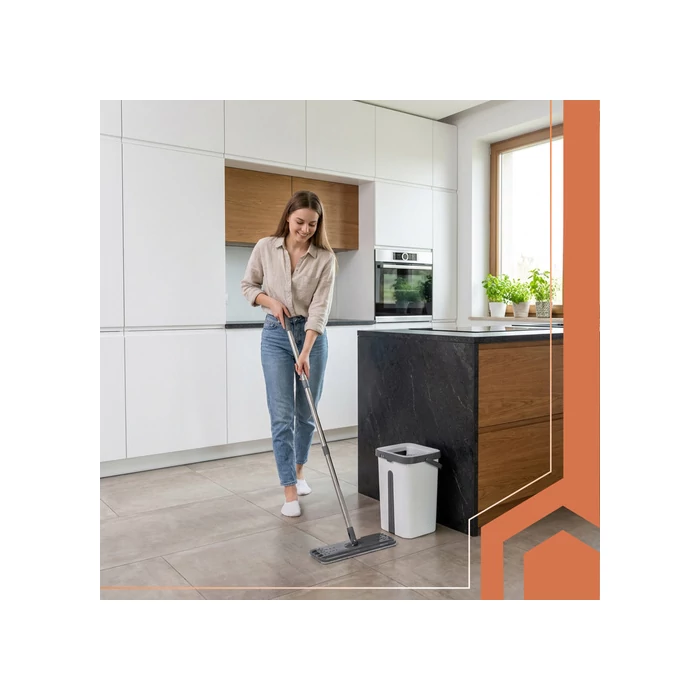 Kétkamrás felmosó szett 11 L vödörrel és mopfejekkel