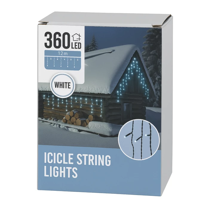 360 LED-es jégcsap fényfüggöny kültéri - Hidegfehér