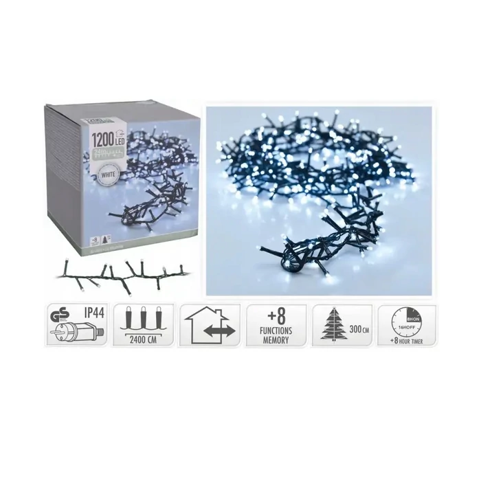 1200 LED-es fényfüzér kültéri/beltéri  - Hidegfehér