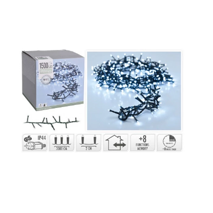 1500 LED-es fényfüzér kültéri/beltéri  - Hidegfehér