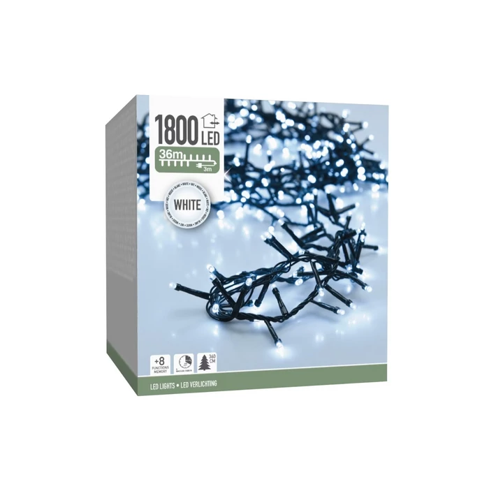 1800 LED-es fényfüzér kültéri/beltéri  - Hidegfehér