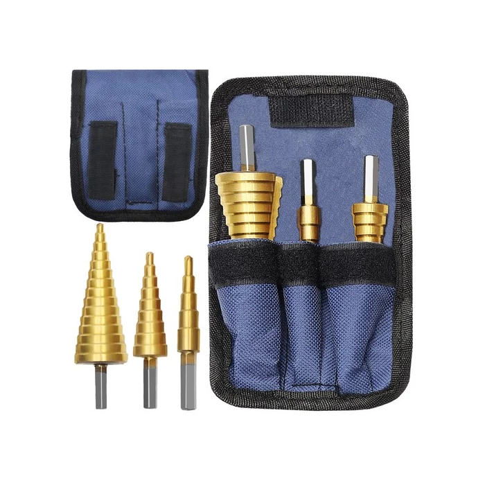 Lépcsős kúpos fúrókészlet - 3 db