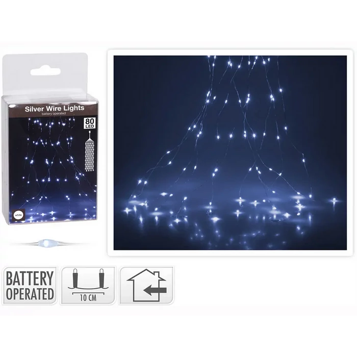 80 LED-es hideg fehér microled fényháló