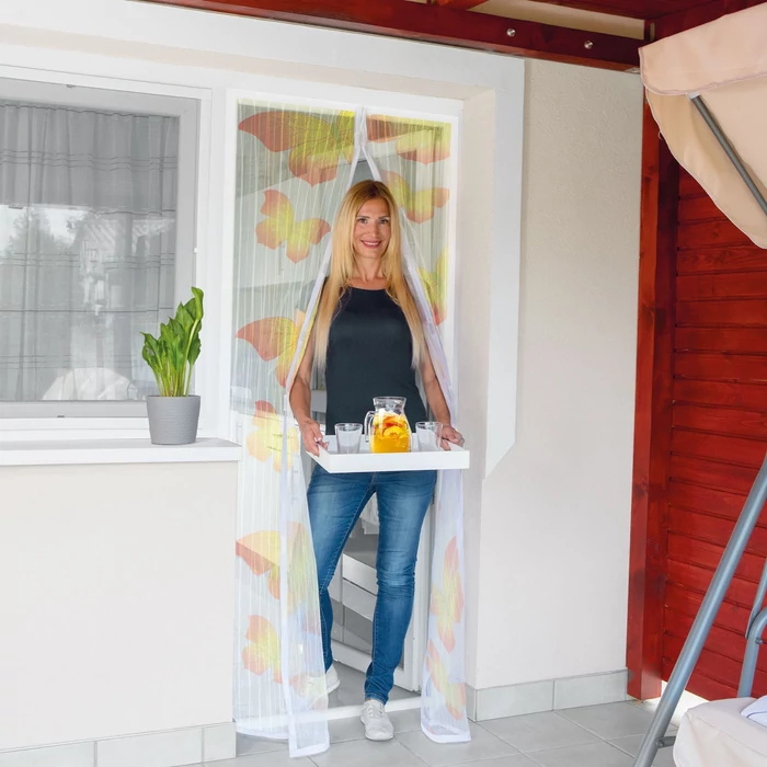 Mágneses szúnyogháló függöny ajtóra (100 x 210 cm, sárga pillangós)