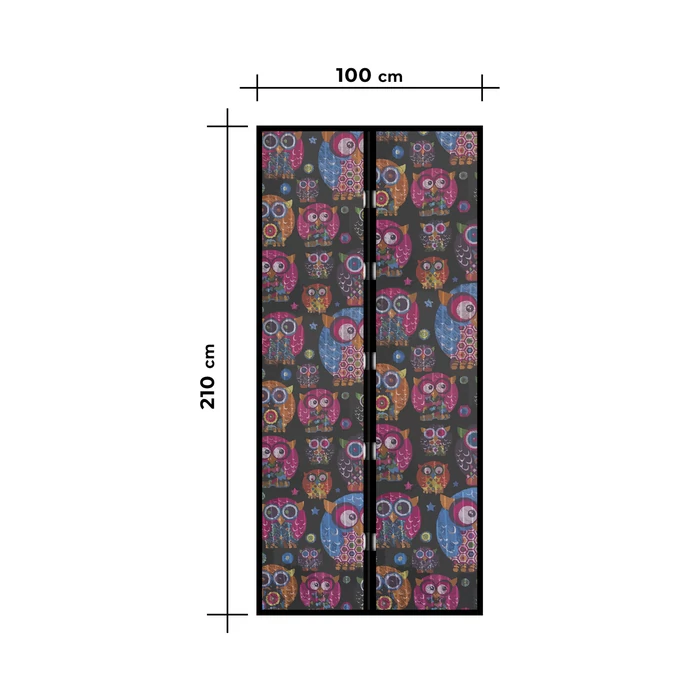 Mágneses szúnyogháló függöny ajtóra (100 x 210 cm, baglyos)