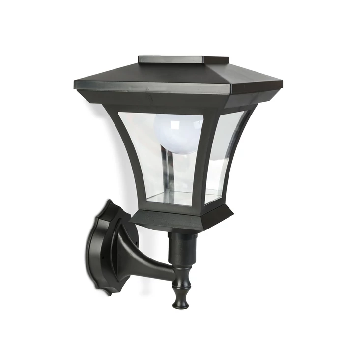 LED-es szolár lámpa - fali - 21 x 21 cm - 8 LED - fekete - melegfehér