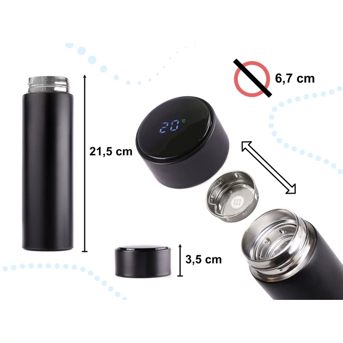 LED kijelzős termosz - 500 ml (fekete)
