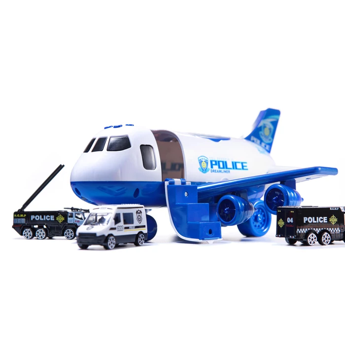 Rendőrautó szállító játék repülőgép