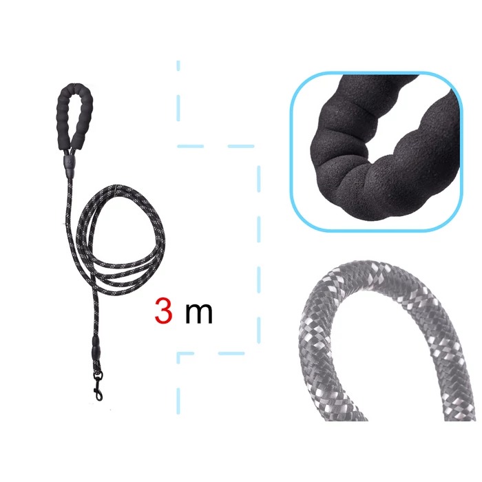 Strapabíró póráz (fekete) - 2m