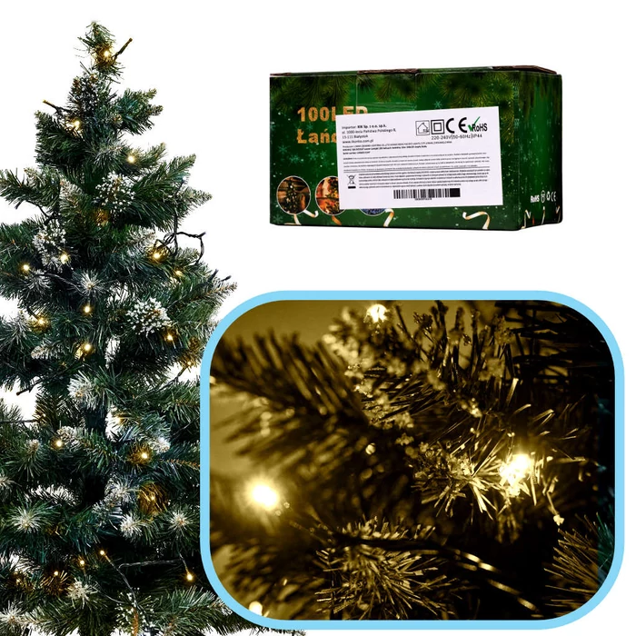 LED lámpák fénylánc 10m 100LED - meleg fehér