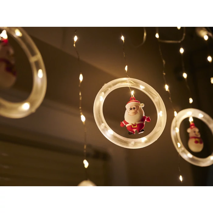 LED függönylámpa karácsonyi figurákkal 3m 125LED meleg fehér