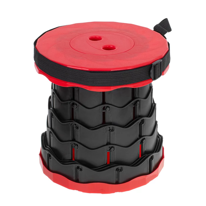 Összecsukható teleszkópos kempingszék zsámoly - piros