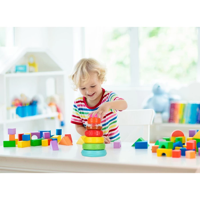 Montessori piramis, torony - színes, oktatási szenzoros kirakó