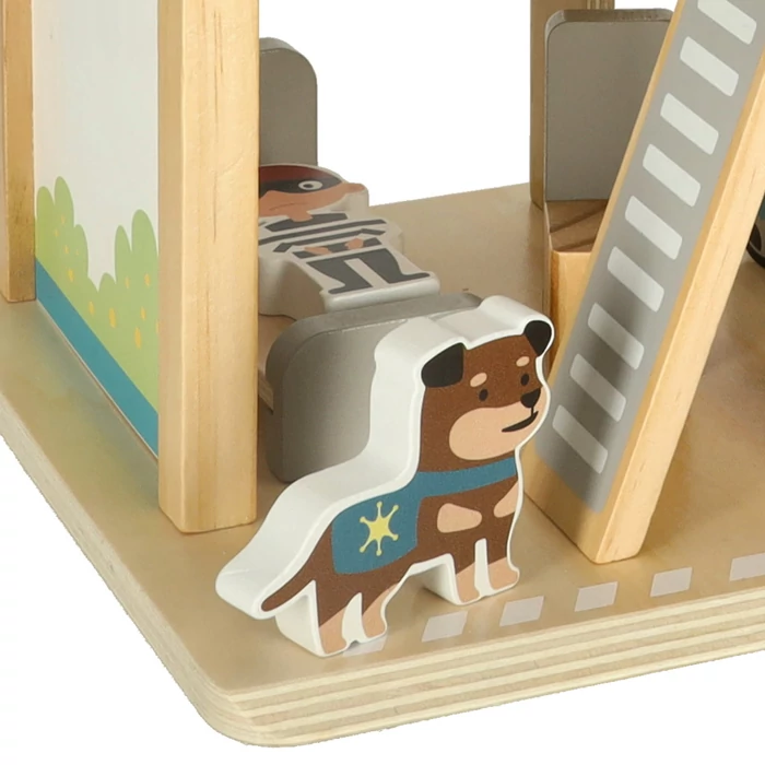 Fából készült rendőrőrs + helikopter, rendőrautó