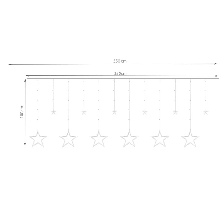 138 LED-es csillag fényfüzér - meleg fehér