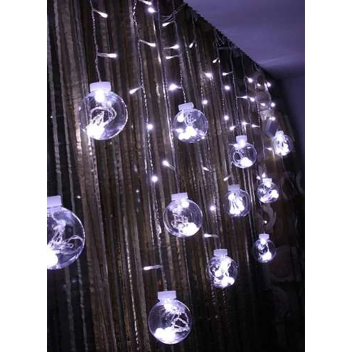 Gömb LED fényfüggöny (108LED, USB, hideg fehér)