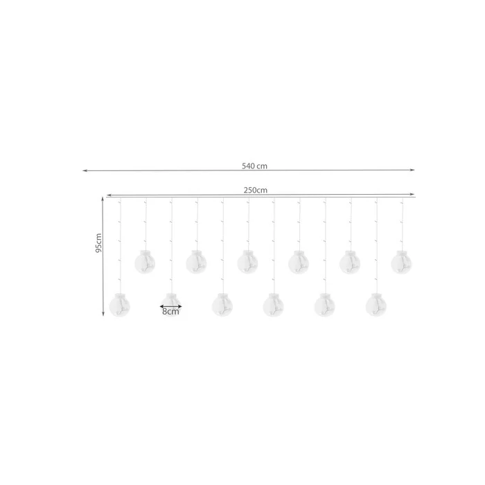 Gömb LED fényfüggöny (108LED, USB, hideg fehér)
