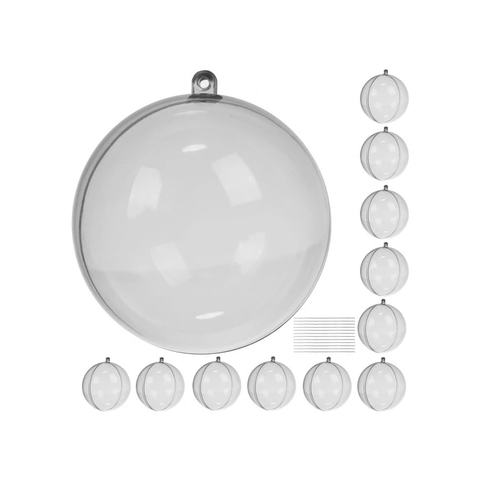 Átlátszó karácsonyi függődísz, gömb, 8cm, 12db 