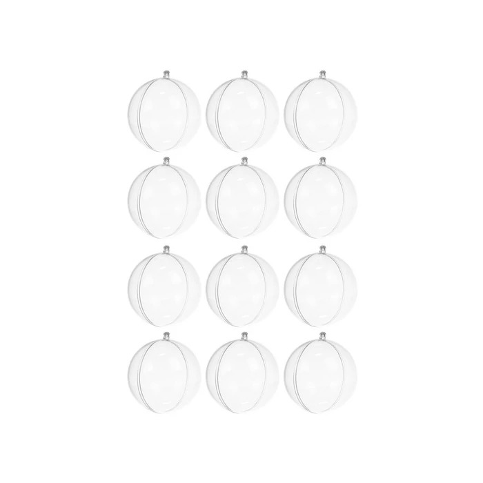 Átlátszó karácsonyi függődísz, gömb, 8cm, 12db 