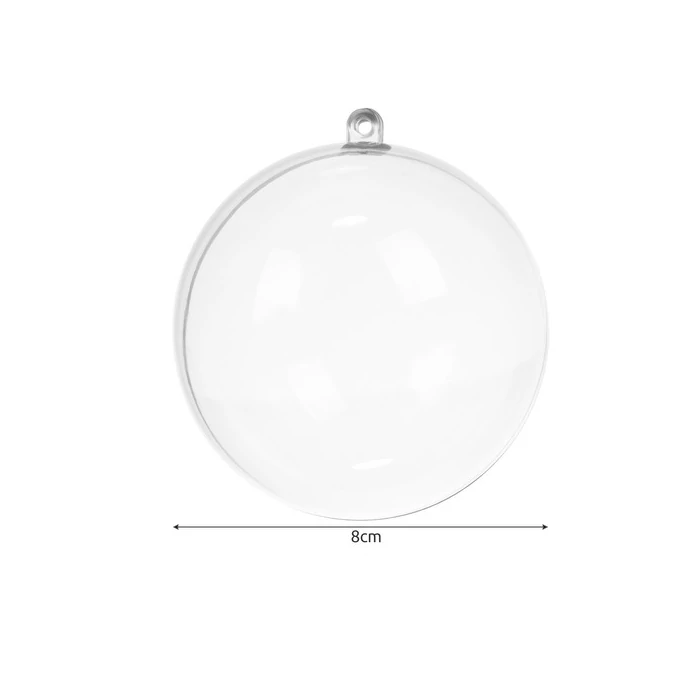 Átlátszó karácsonyi függődísz, gömb, 8cm, 12db 