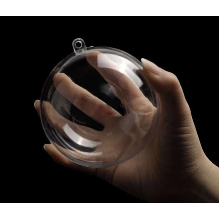 Átlátszó karácsonyi függődísz, gömb, 8cm, 12db 