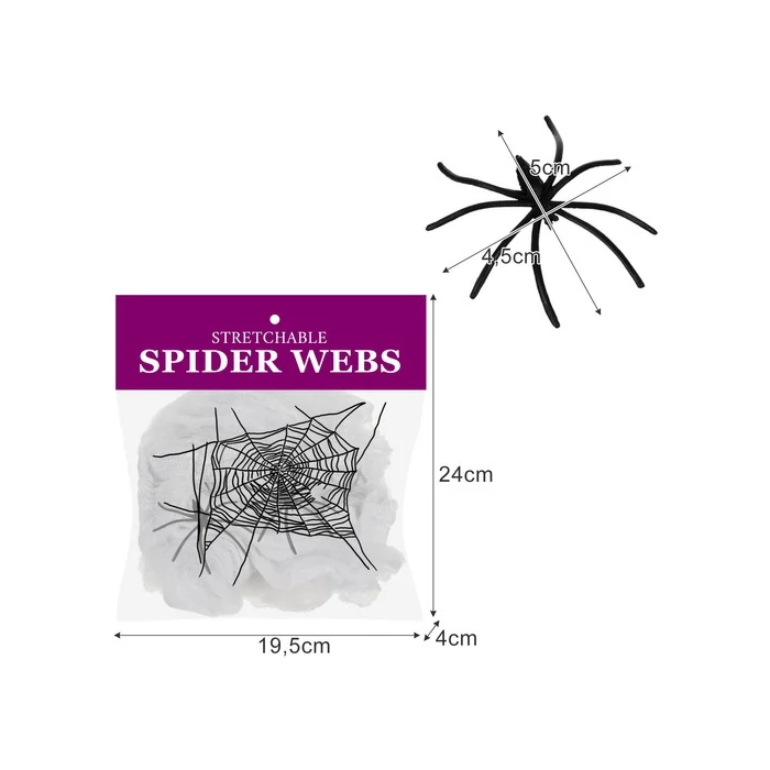 Mesterséges pókháló 2 műanyag pókkal