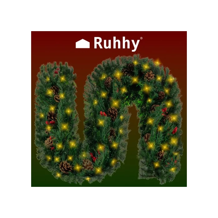 Ruhhy műfenyő girland 2.7 m LED fényekkel