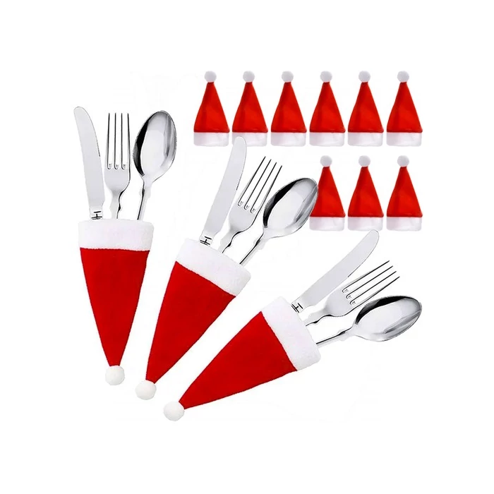 Karácsonyi evőeszköz tartó 12 részes - Mikulássapka