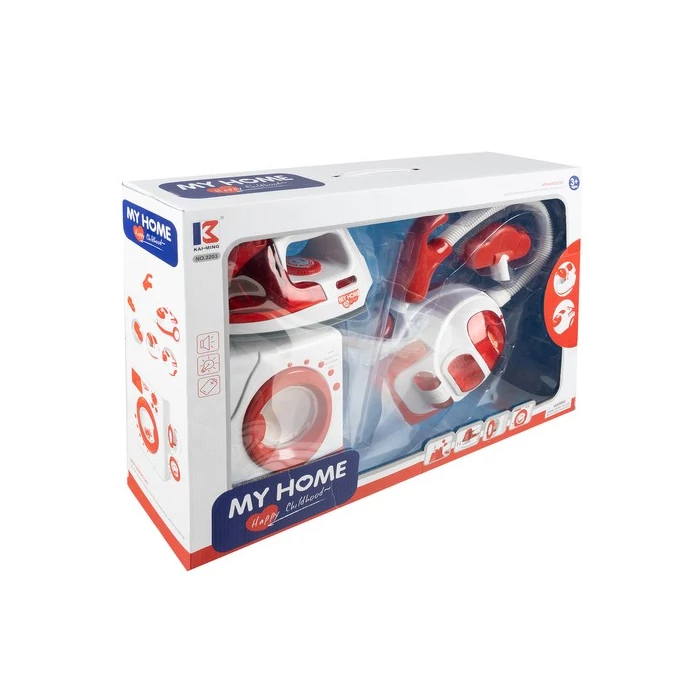3 az 1-ben háztartási gépek gyerekeknek: porszívó, vasaló, mosógép