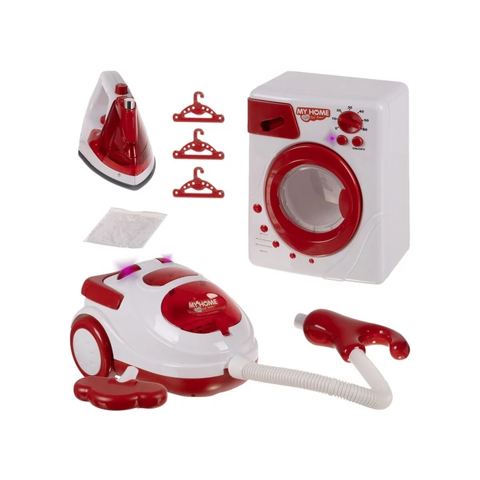 3 az 1-ben háztartási gépek gyerekeknek: porszívó, vasaló, mosógép