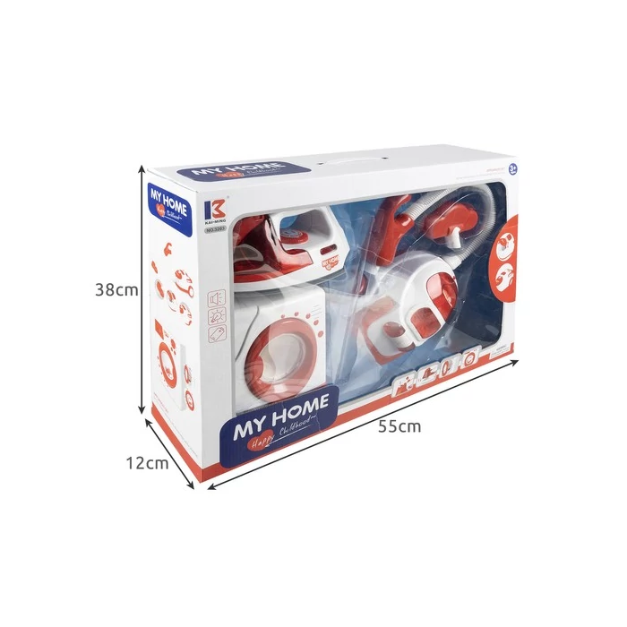 3 az 1-ben háztartási gépek gyerekeknek: porszívó, vasaló, mosógép