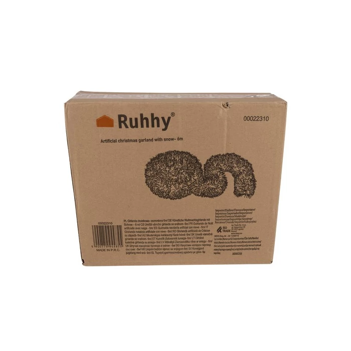 Hosszú és vastag karácsonyfa girland 6 m / 15 cm - havas