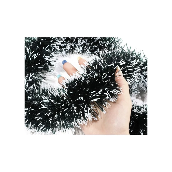 Hosszú és vastag karácsonyfa girland 6 m / 15 cm - havas