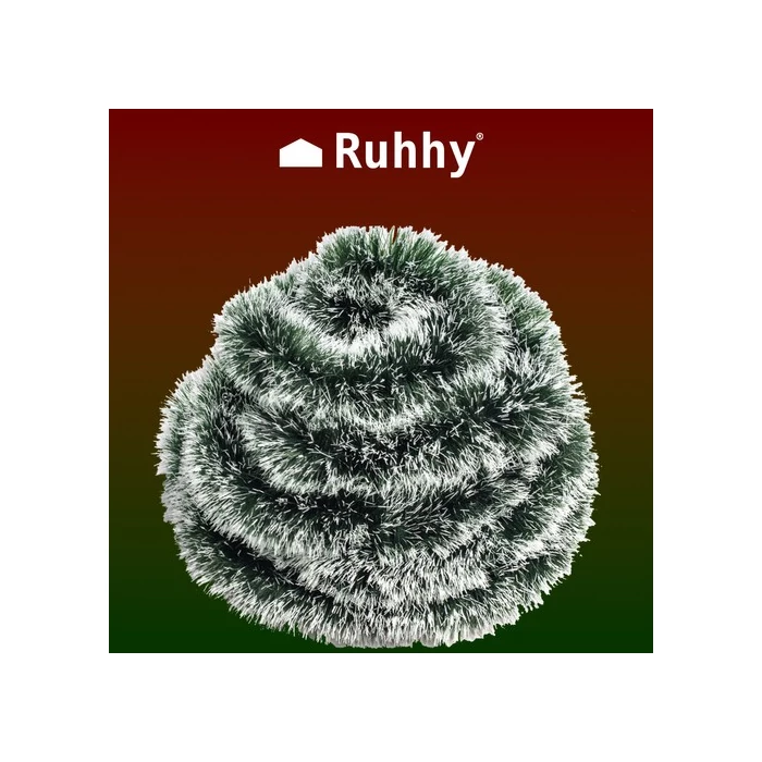 Hosszú és vastag karácsonyfa girland 6 m / 15 cm - havas