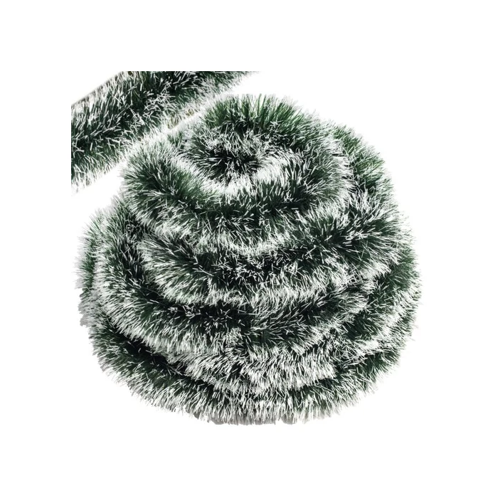 Hosszú és vastag karácsonyfa girland 6 m / 15 cm - havas