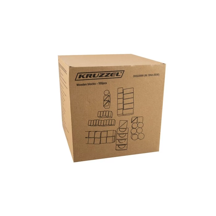 Fa építőkocka készlet + szortírozó - 100 db