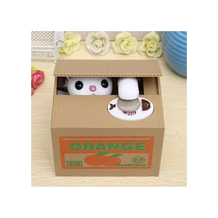 Interaktív malacpersely cica - érmés tolvaj