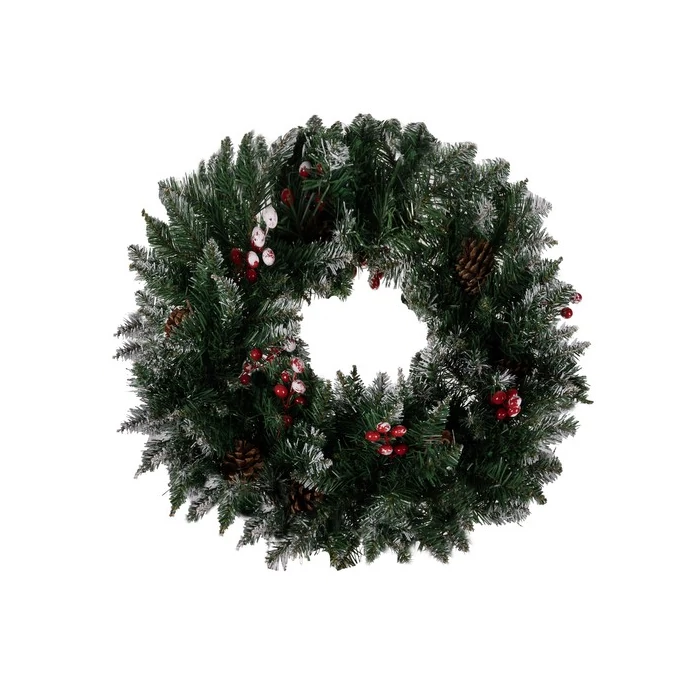 Dekoratív koszorú karácsonyi hóval