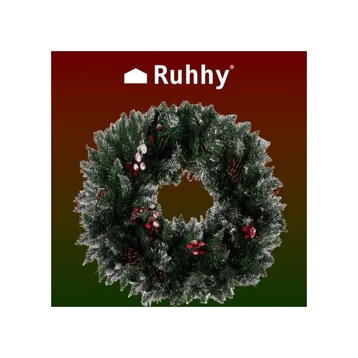 Dekoratív koszorú karácsonyi hóval