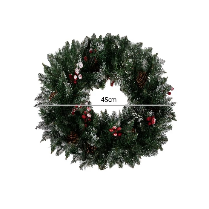 Dekoratív koszorú karácsonyi hóval